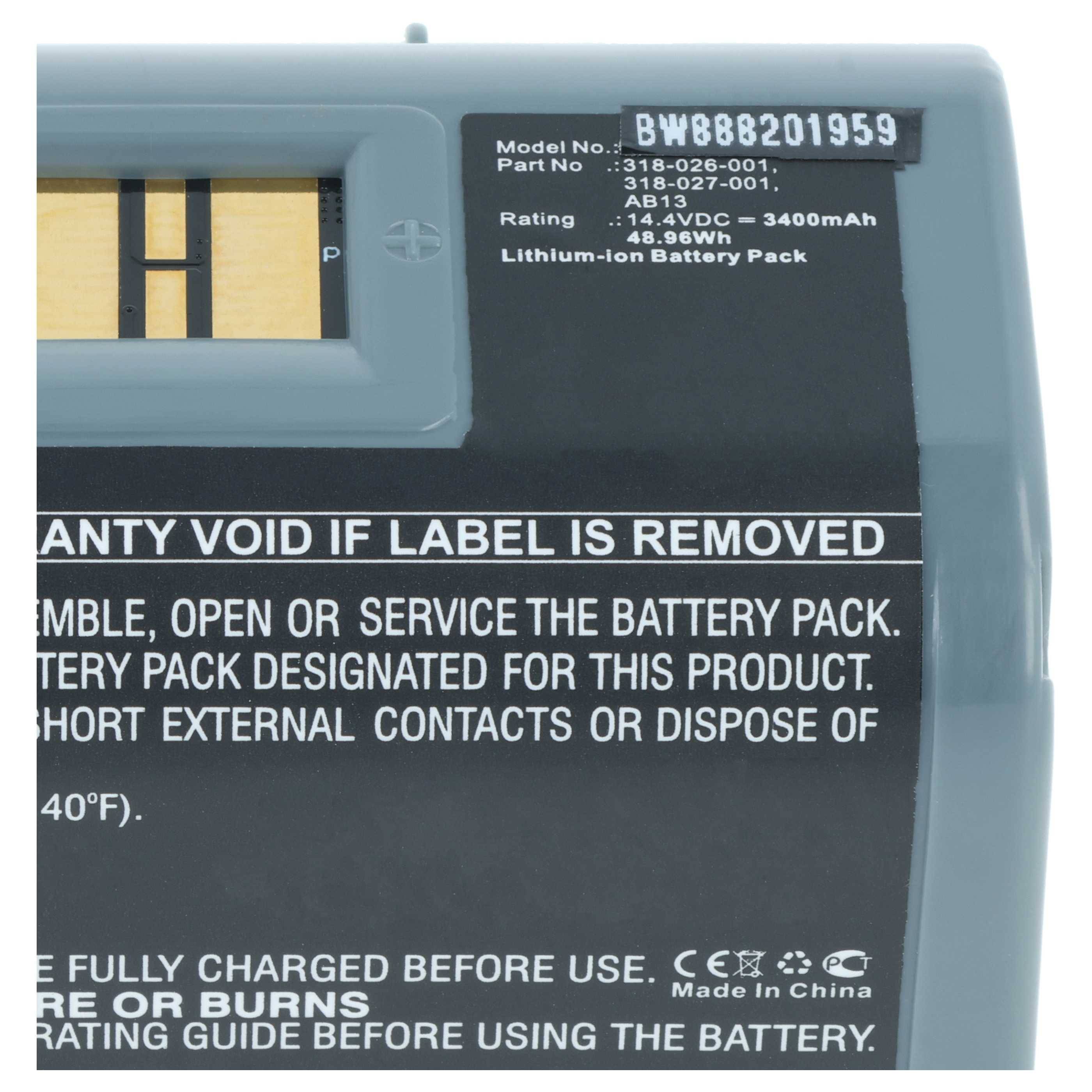 vhbw 2x Akku Ersatz für Intermec 318-026-001 | 318-026-003 für Drucker Kopierer Scanner Etiketten-Drucker (3400 mAh, 14
