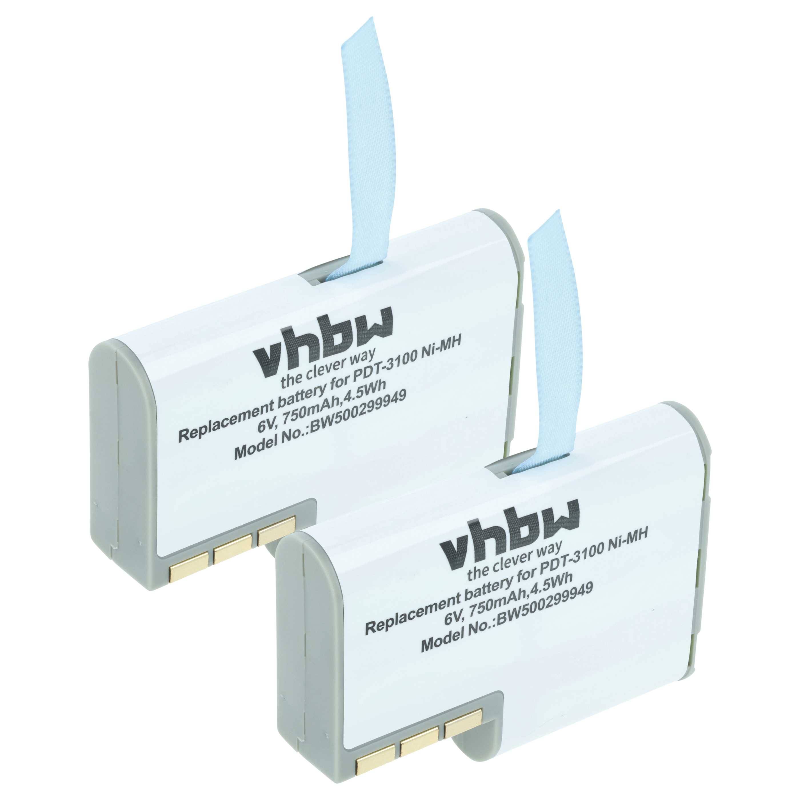 vhbw 2x Akku Ersatz für Symbol 50-14000-0, 21-36897-02, KT12599-04, KT-12596-01 für Barcodescanner POS (750 mAh, 6 V