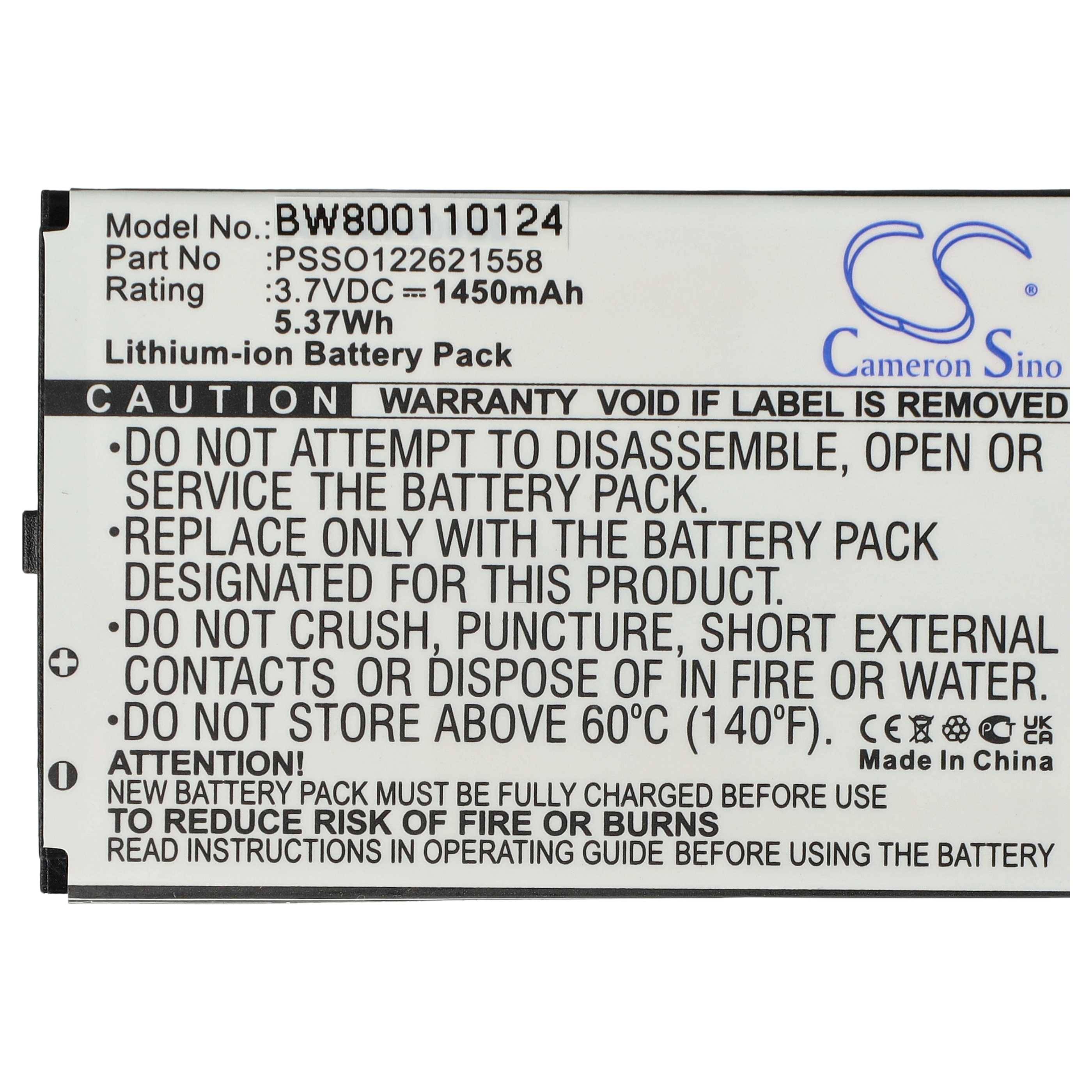 vhbw 5x Akku kompatibel mit Honeywell Dolphin 6000 | Barcodescanner POS (1450 mAh, 3,7 V, Li-Ion)