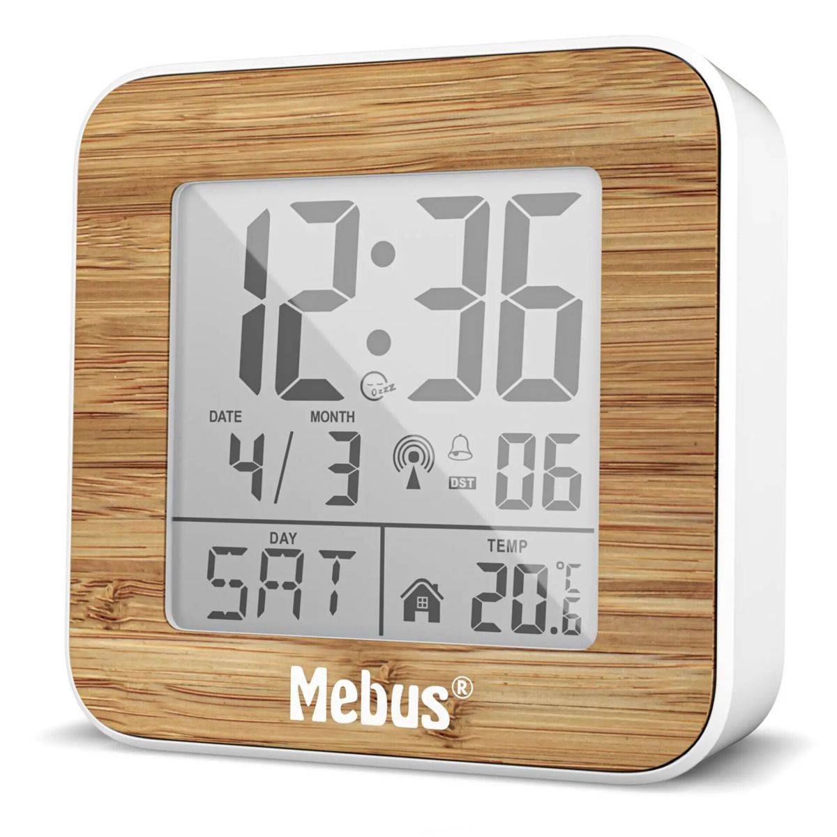 Mebus 27247 Weiss/Holzoptik Funkwecker digital