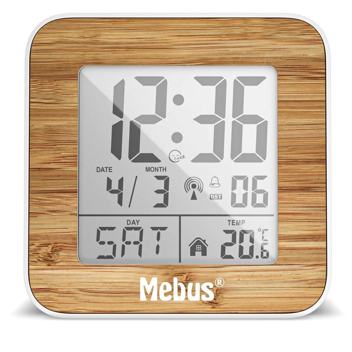 Mebus 27247 Weiss/Holzoptik Funkwecker digital