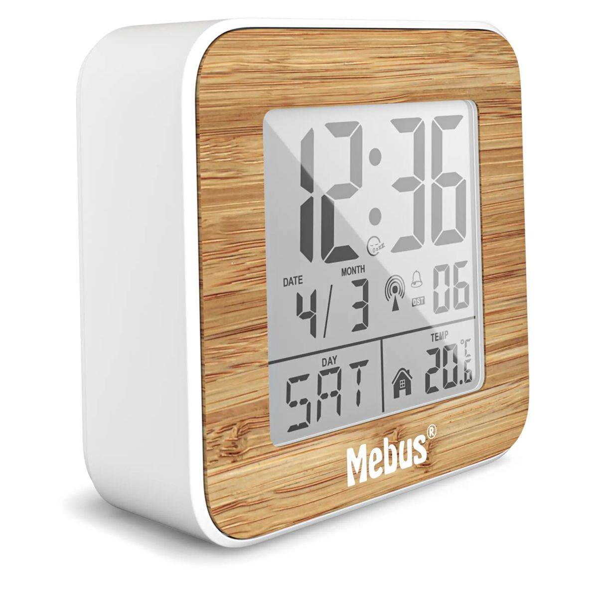 Mebus 27247 Weiss/Holzoptik Funkwecker digital