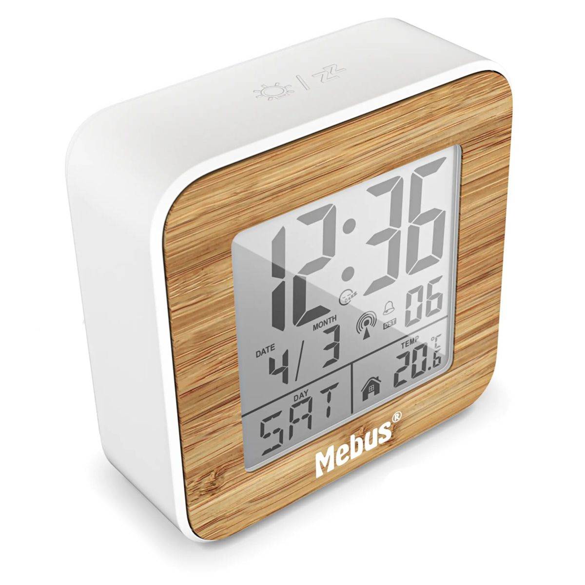 Mebus 27247 Weiss/Holzoptik Funkwecker digital