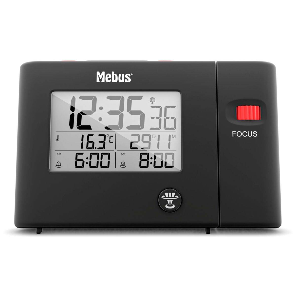 Mebus 25795, Digitaler Wecker, Rechteck, Schwarz, 12/24 h, F, °C, Zeit
