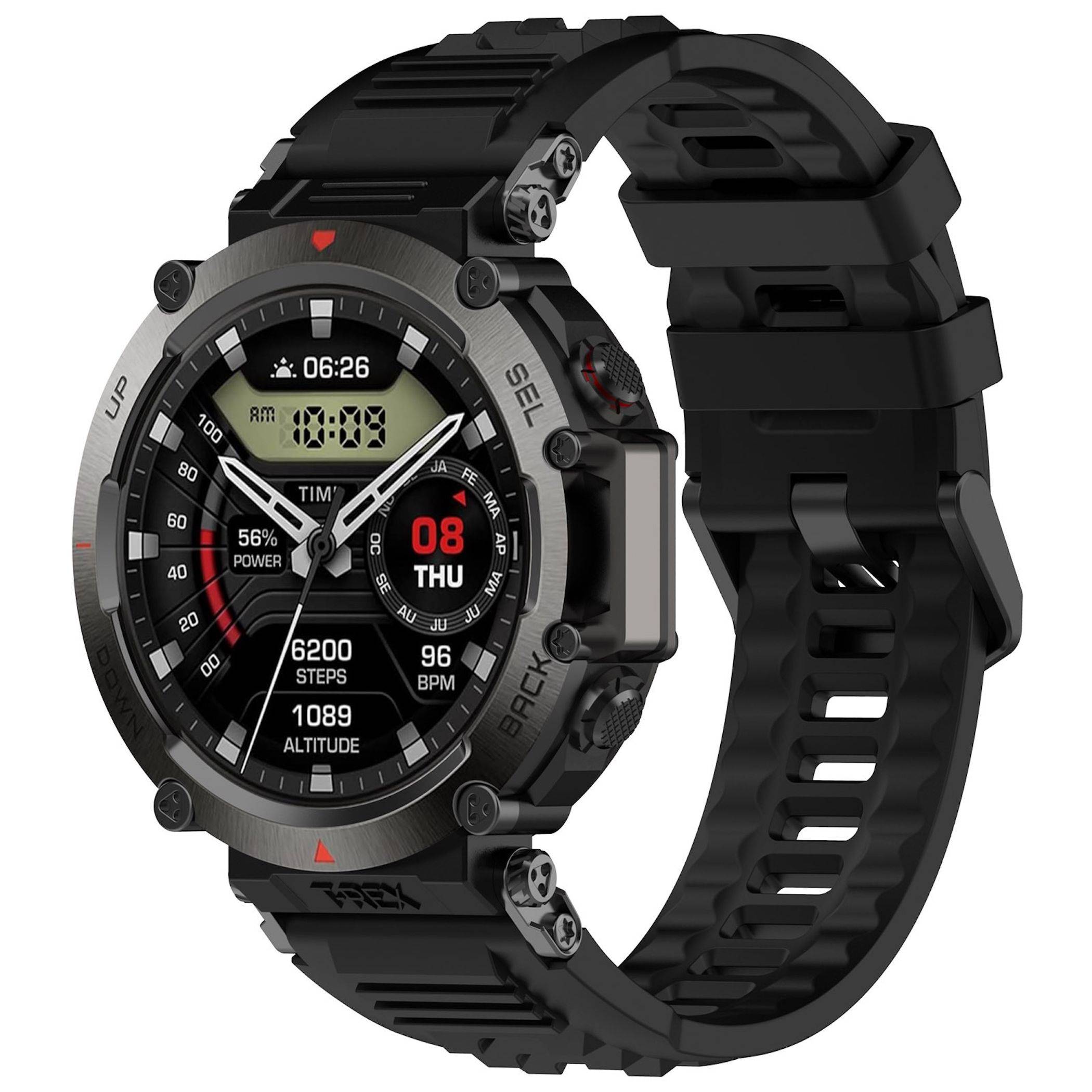 Smartwatch Silikon Sport Armband für Amazfit T-Rex Ultra verstellbar Schwarz