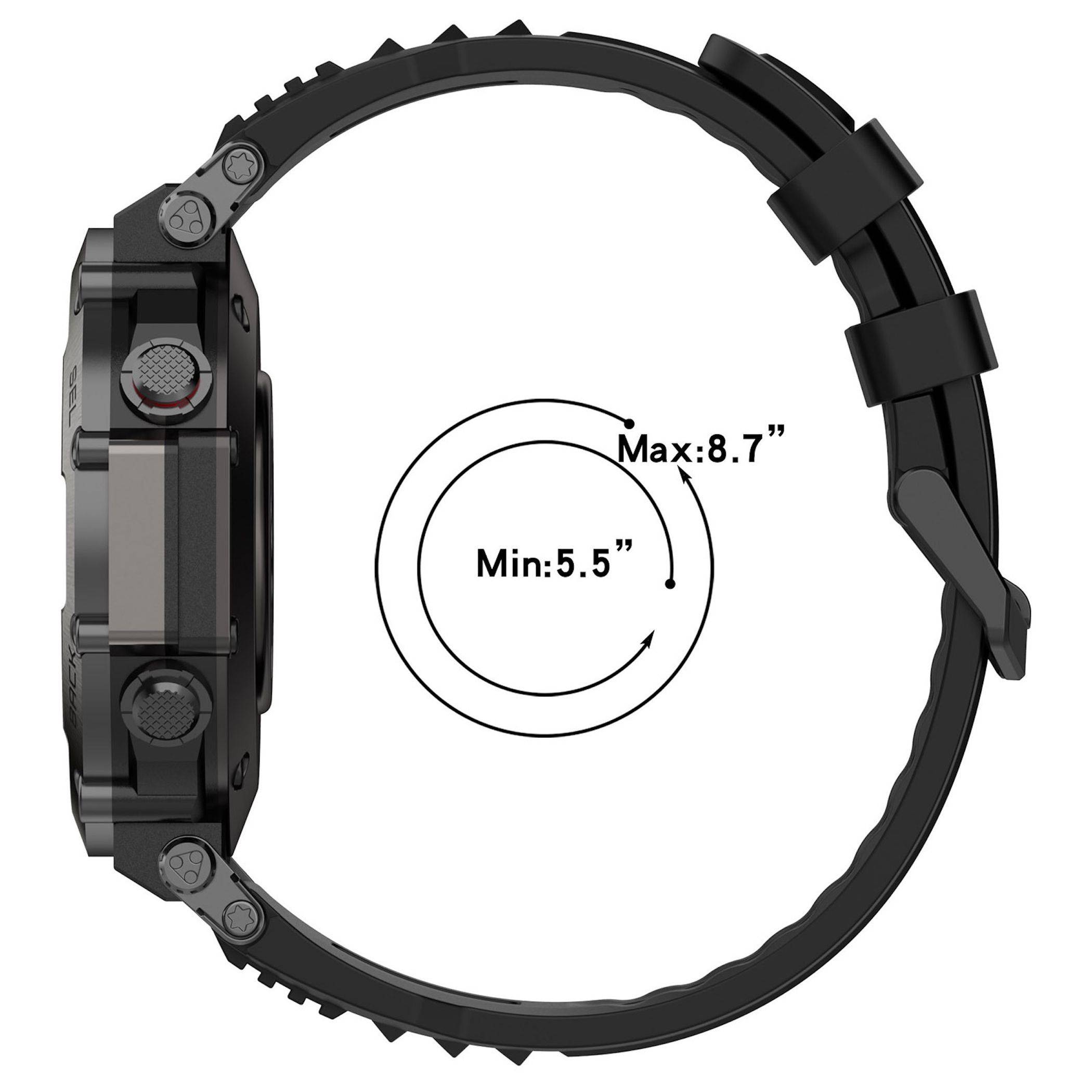 Smartwatch Silikon Sport Armband für Amazfit T-Rex Ultra verstellbar Schwarz