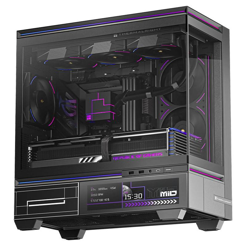 Thermalright TL-M10 Vision Black Micro-ATX Midi-Tower Gehäuse mit 9,16'' LCD-Display