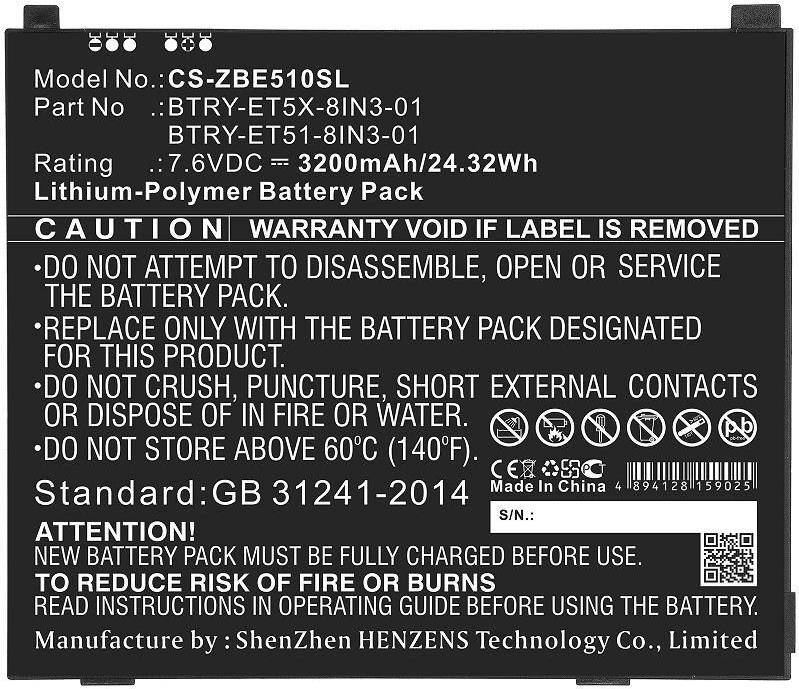 CoreParts Battery 24.32Wh Li-Pol 7.6V 3200mAh Black for Zebra