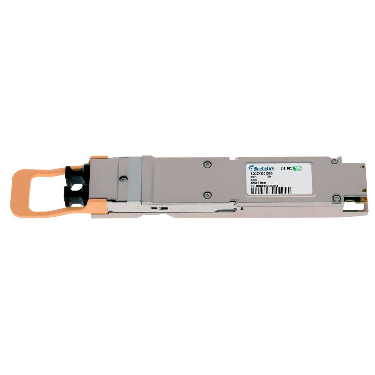 BlueOptics NVIDIA 980-9I510-F4NS00 800G OSFP Transceiver, Twin-Port MPO-MTP-12/APC, IHS/Finned Top,