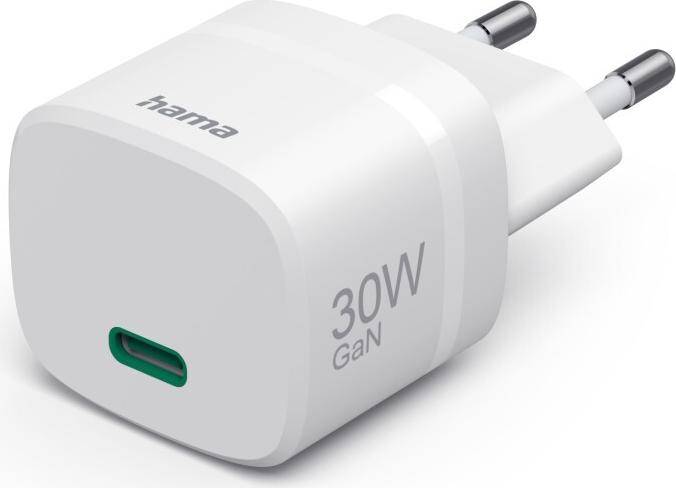 hama 00201964 Schnellladegerät, GaN, USB-C, PD/Qualcomm®, Zero Standby, 30 W, Weiß