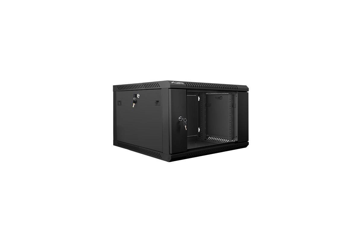 LANBERG 19" 6U 600x600 Wandgehäuse Glastür V2 (FlatPack) sw