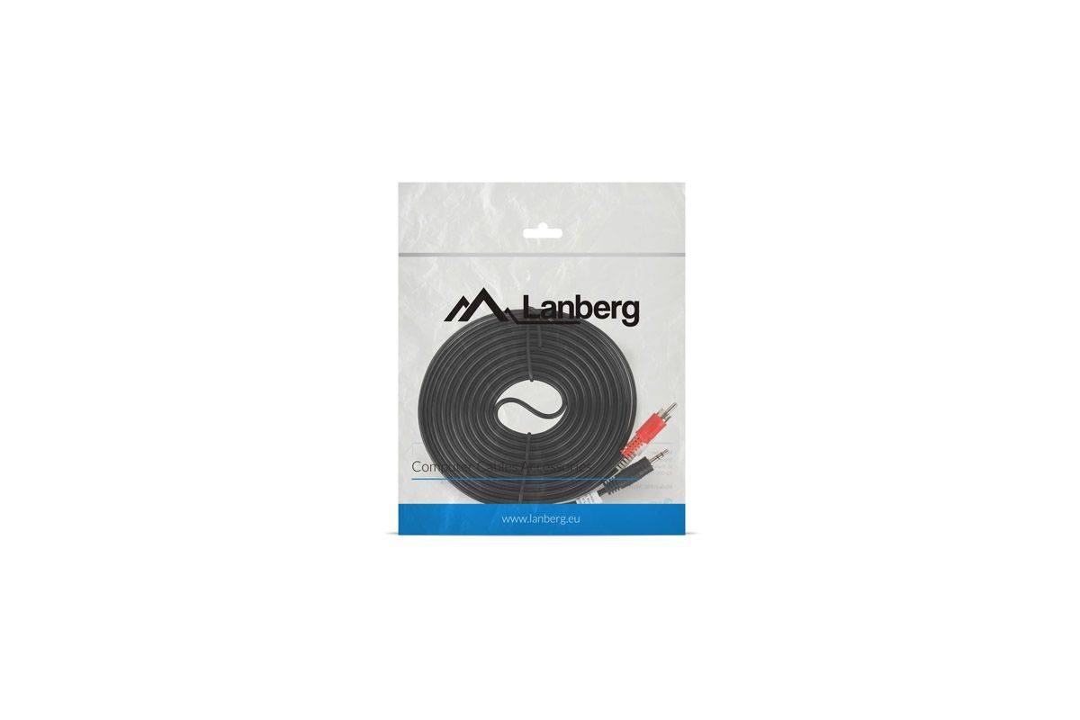 LANBERG Minijack 3.5mm(M) 3 PIN->2x RCA(CINCH)(M) Kabel 5,0m Multimedia-Technik Audiokabel