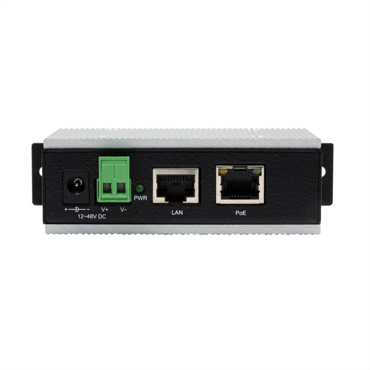 EXSYS EX-6007PoE-WT PoE Gigabit Injektor 12-48V, Metall Gehäuse Industrial Networking PoE-Injektor