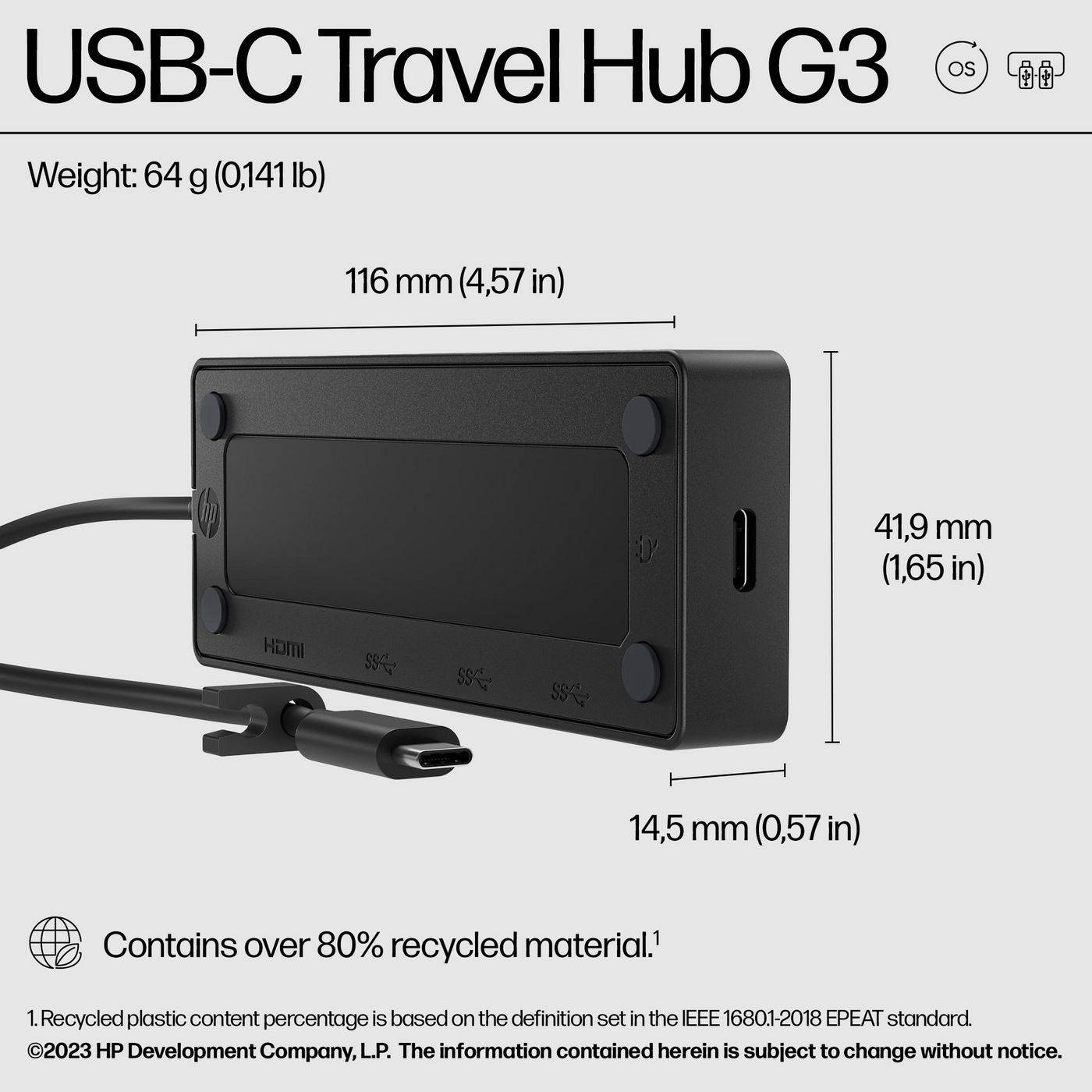 HP Travel Hub G3 - Port Replicator - USB-C