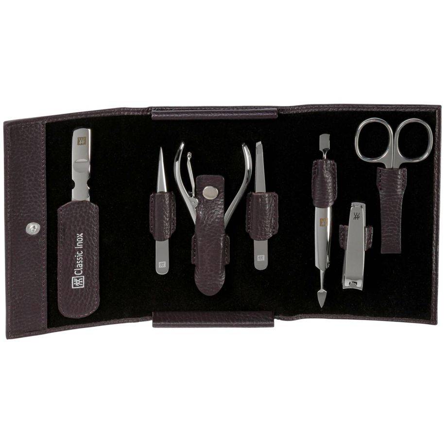 Zwilling CLASSIC INOX Druckknopf -Etui, Rindleder, lila, 7-tlg
