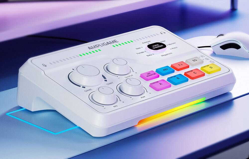 Fifine - SC8W - Fifine SC8W RGB Gaming-Mixer (weiß)