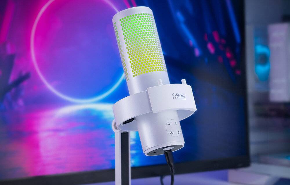 Fifine - A9W - Fifine A9W Studiomikrofon mit Stativ (weiß)