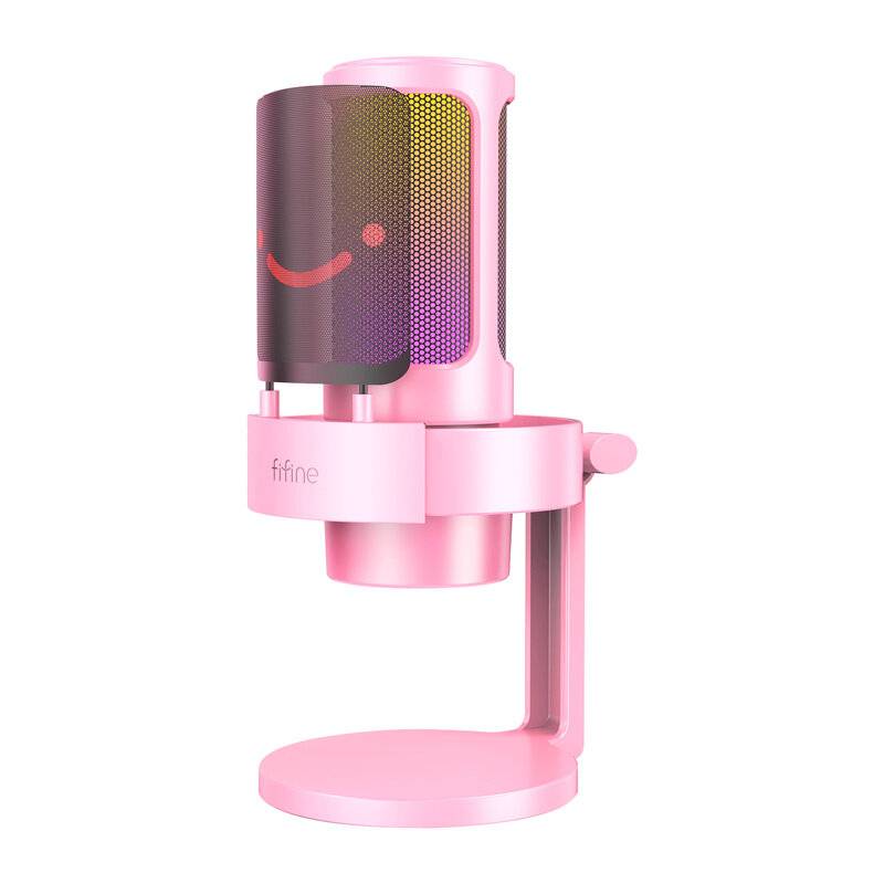 Fifine - A8P - Fifine A8P Kondensatormikrofon mit Stativ (rosa)
