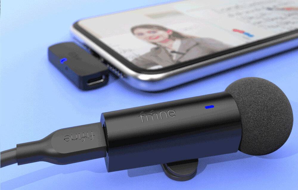 Fifine - M6F - Fifine M6 – kabelloses USB-C-Krawattenmikrofon (schwarz)