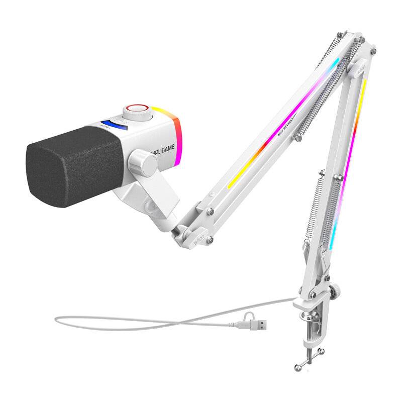 Fifine - AM8proTW - Fifine AM8proTW dynamisches Mikrofon mit Mikrofonarm (weiß)