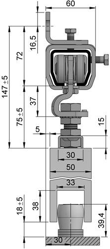 Erweiterungsset Schiebetorgarnitur SP400W001 verzinkt,blau L.2000mm