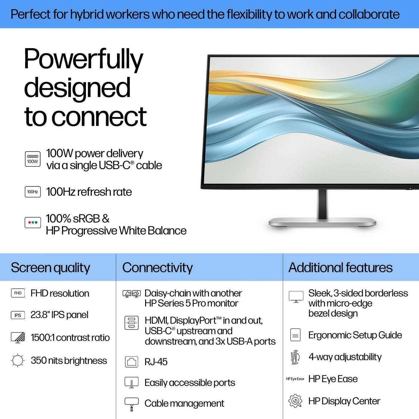 HP Series 5 Pro FHD USB-C Monitor - 524pu - Flachbildschirm (TFT/LCD) - 60,5 cm