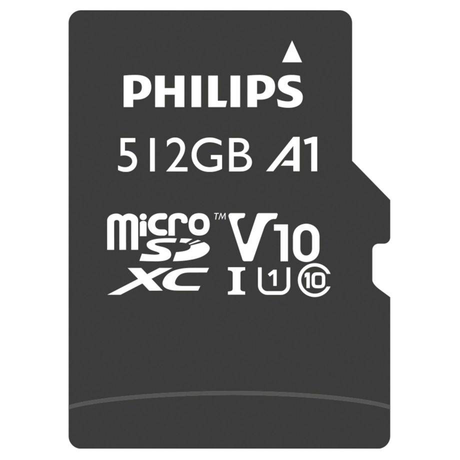Philips MicroSDXC Card 512 GB Class 10 UHS-I U1 incl. Adapter Extended Capacity SD MicroSDHC