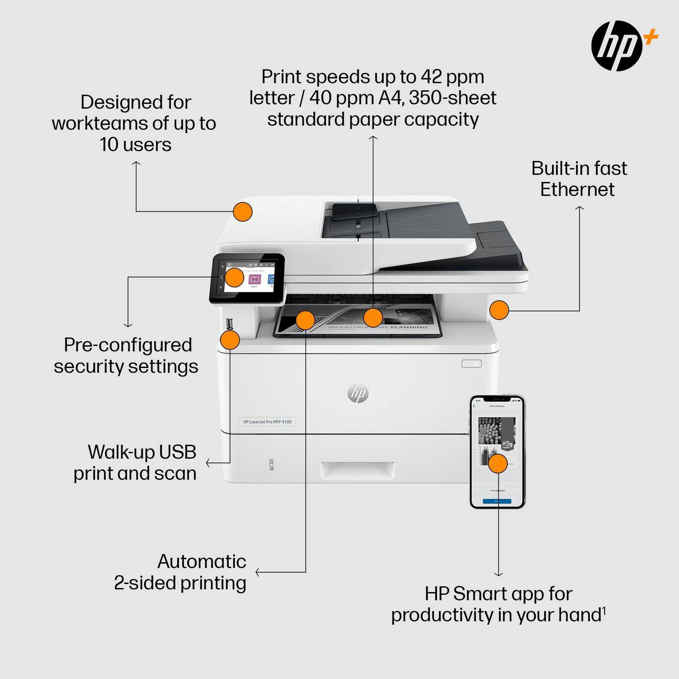 HP - Laserjet Pro Mfp 4102Fdn - Laser/LED-Druck - s/w