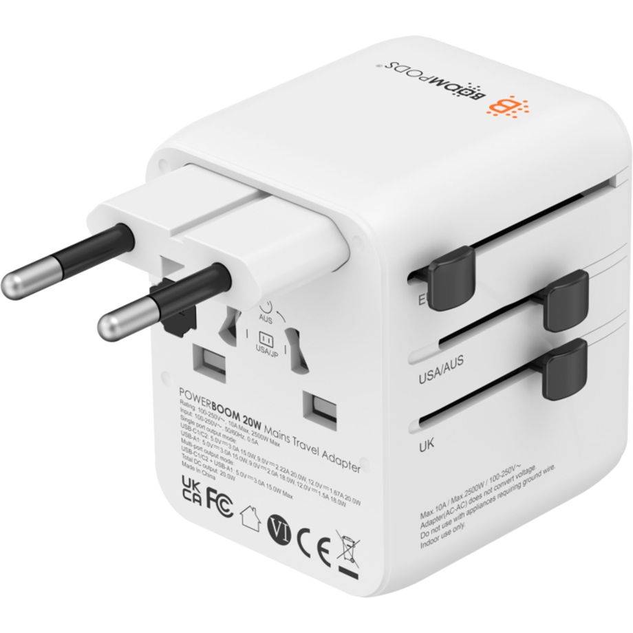 BOOMPODS World Travel Plug 20W White