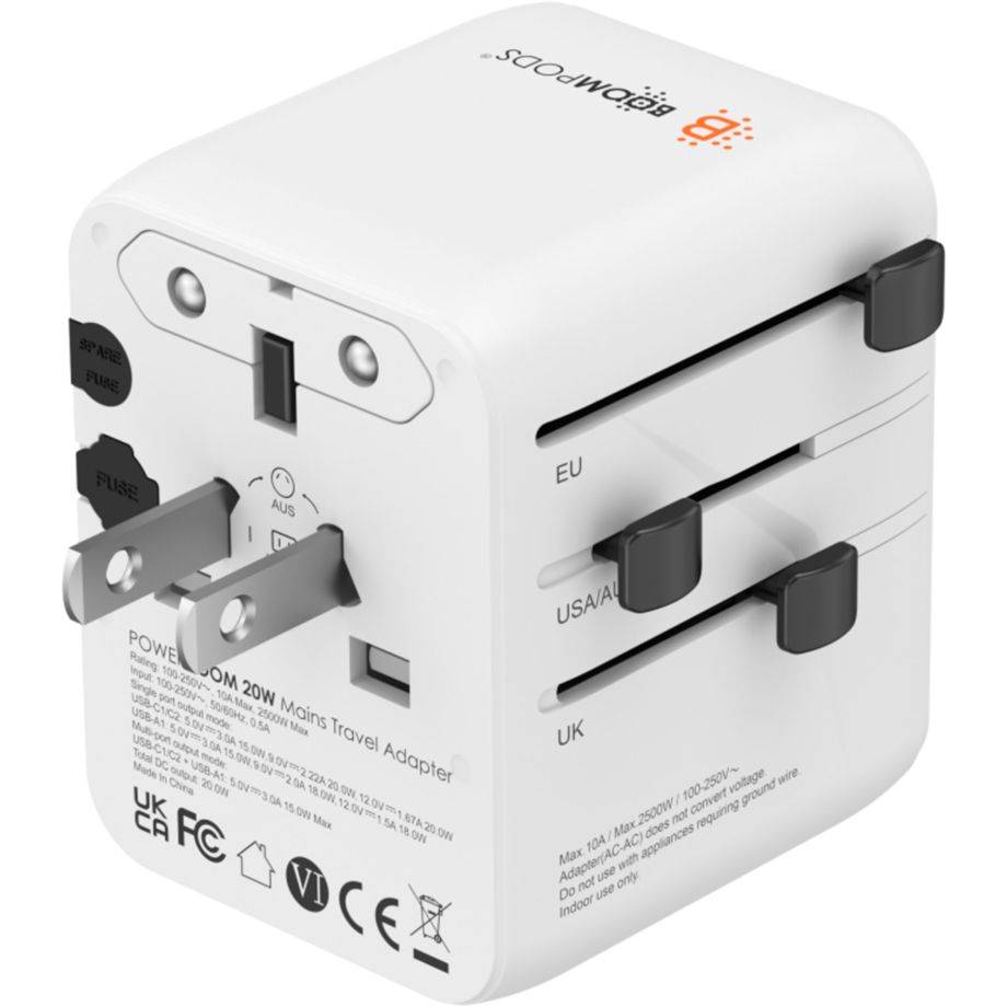 BOOMPODS World Travel Plug 20W White