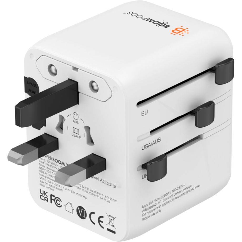 BOOMPODS World Travel Plug 20W White