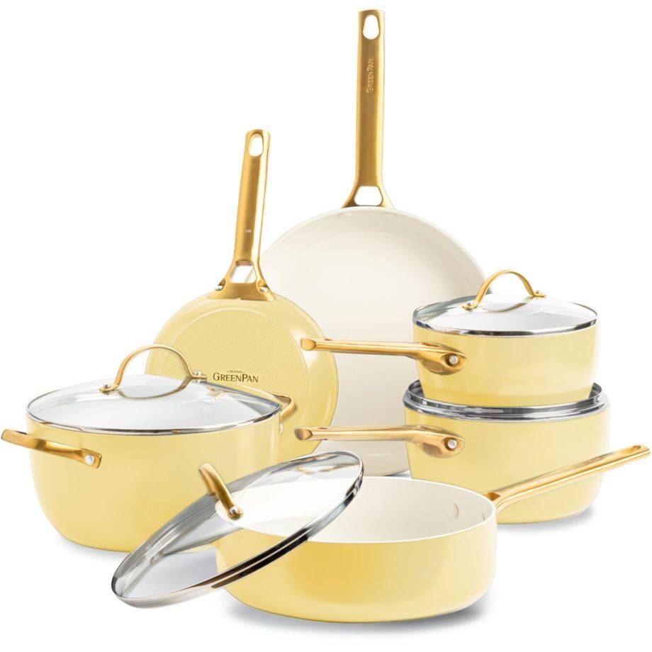 GreenPan Padova Reserve, Gemischtes Set, Gelb, Aluminium, Keramik, Gold, Glas