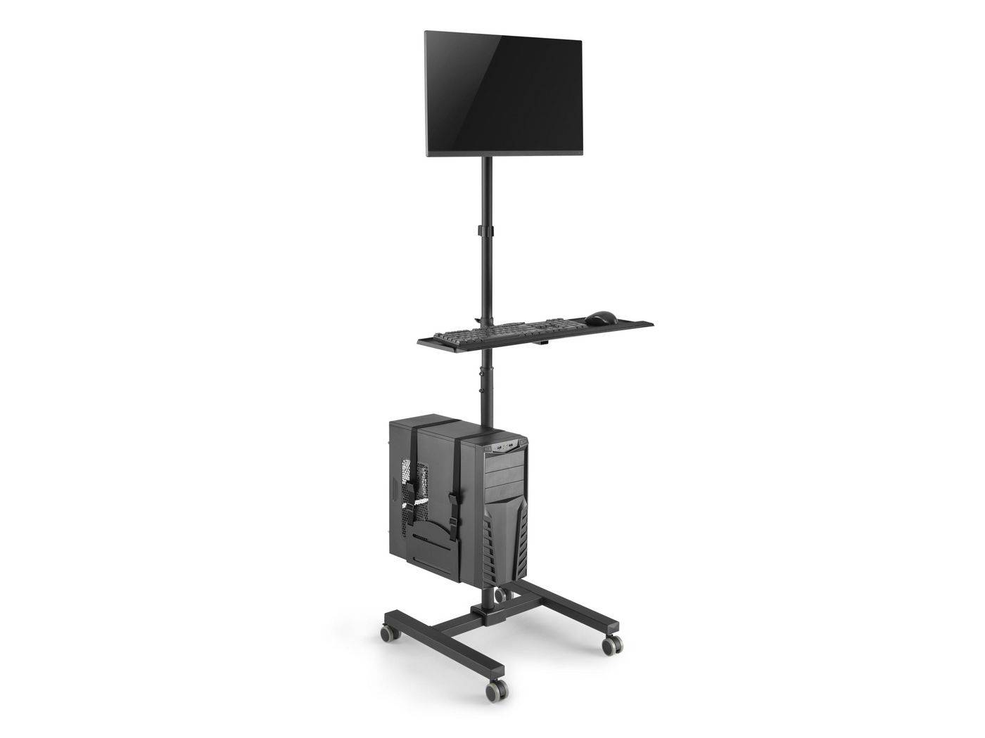 Equip Wagen - für Flatpanel / PC-Gehäuse - Kunststoff, stainless steel - Schwarz - Bildschirmgröße:
