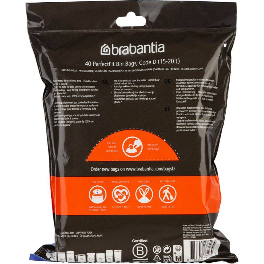 BRABANTIA - Kehrichtsack PerfectFit D 15-20 l 40 Stück