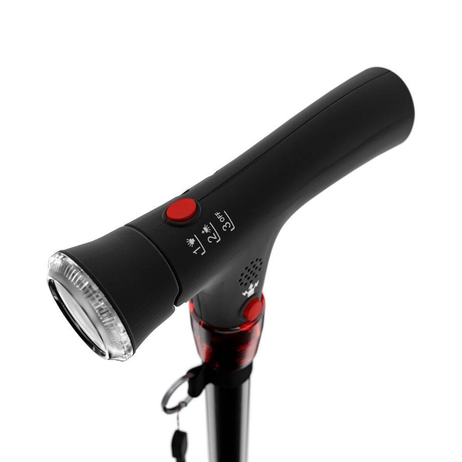 Geh- und Wanderstock mit Licht und Panikalarm