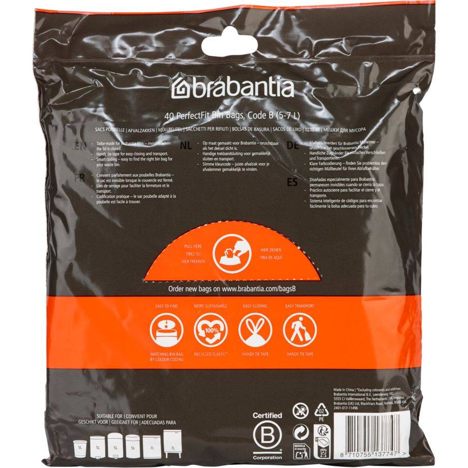 BRABANTIA - Kehrichtsack PerfectFit B 5 l 40 Stück
