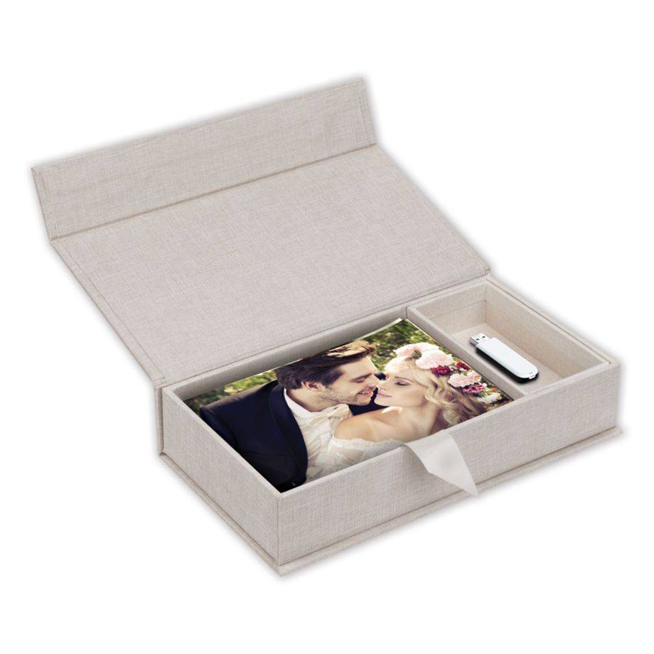 Zep Box USB Lodi D 23x12.5x5 Leinen für Fotos/USB BY546D