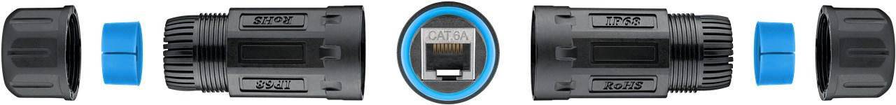 LVN-IP68-STP-CAT6A-COUPLER, RJ45, Gerade, Cat6a, S/FTP (S-STP), IP68, IEEE 802.3