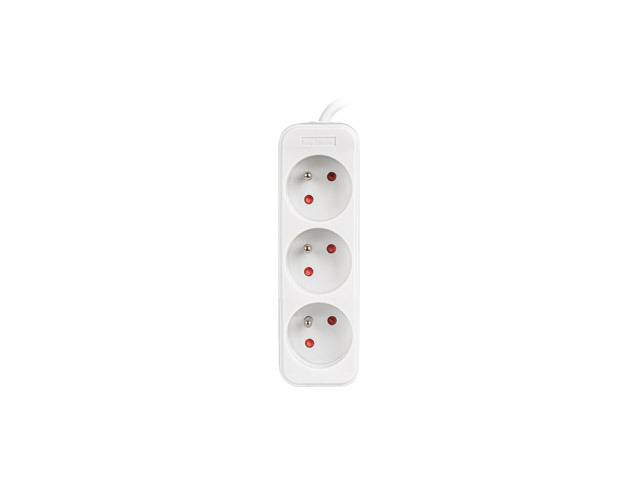 Lanberg PS0-03E-0300-W - 3 m - 3 AC-Ausgänge - Indoor - Typ E (FR) - Weiß - 10 A
