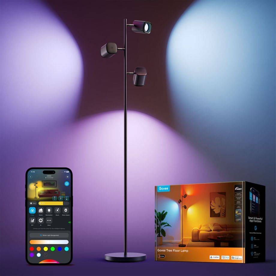Govee - 3-Flammen LED StehlampeFlexible Dreifach-Lampensteuerung /