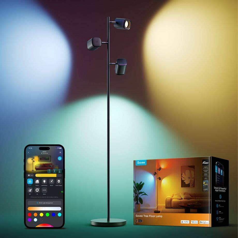 Govee - 3-Flammen LED StehlampeFlexible Dreifach-Lampensteuerung /
