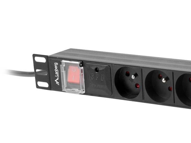 Lanberg PDU-08E-0200-BK, Geändert, 1U, Einphasig, Horizontal, Aluminium, Schwarz