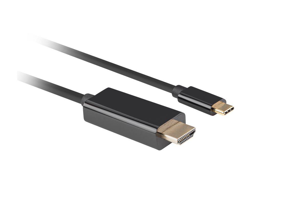 LANBERG USB-C(M)->HDMI(M) Kabel 3,0m 4K 60Hz schwarz Multimedia-Technik USB-Kabel - USB &