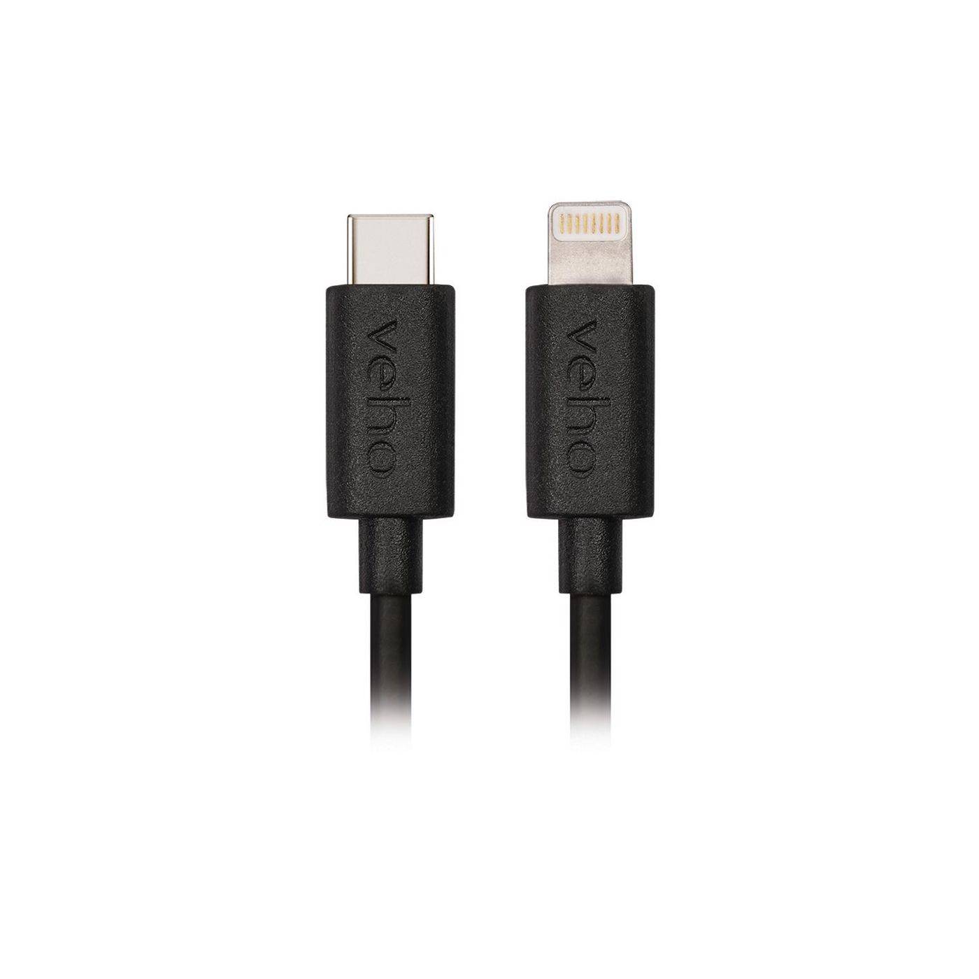 Veho VCL-005-MFI-C-1M, 1 m, Lightning, USB C, Männlich, Männlich, Schwarz
