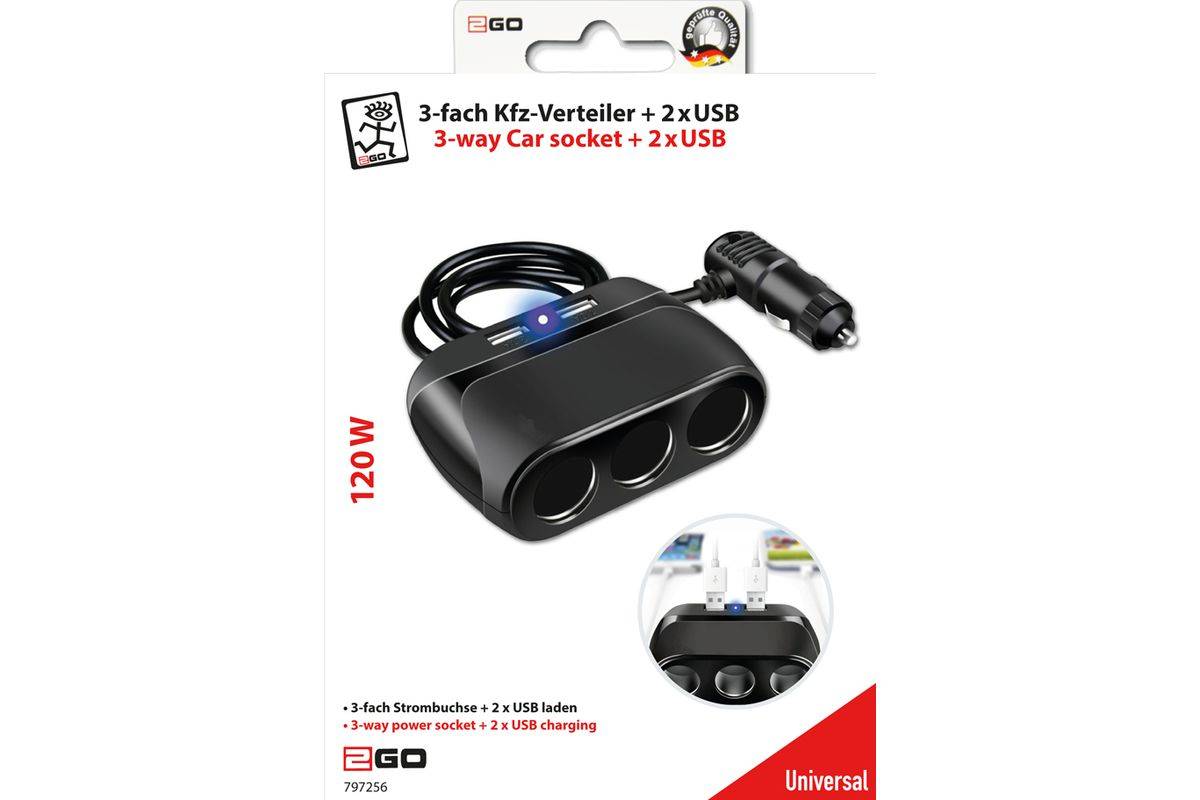 2GO 797270 Ladegerät fuer Mobilgeräte Schwarz AutoLadegerät