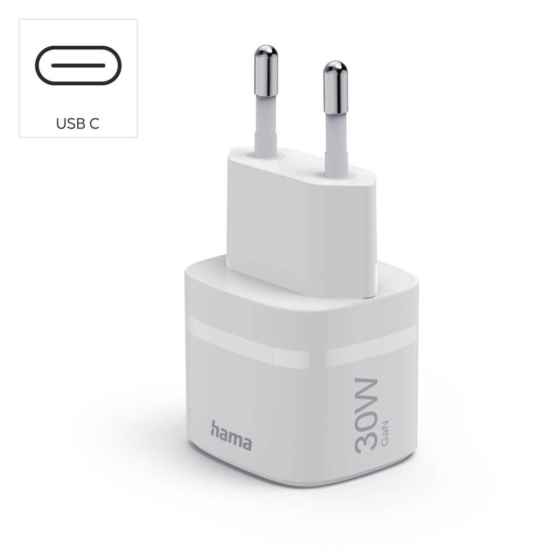 hama 00201964 Schnellladegerät, GaN, USB-C, PD/Qualcomm®, Zero Standby, 30 W, Weiß