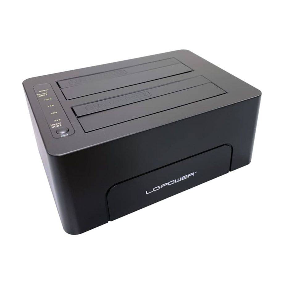 LC-Power LC-DOCK-C-V2 Docking Station Dual SATA HDD/SSD USB-C 3.2 Gen 1 Cloning - 2,5" - USB Typ C