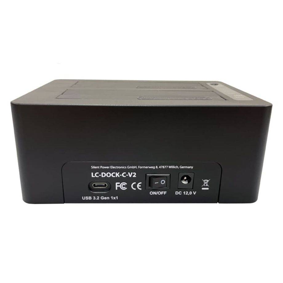 LC-Power LC-DOCK-C-V2 Docking Station Dual SATA HDD/SSD USB-C 3.2 Gen 1 Cloning - 2,5" - USB Typ C