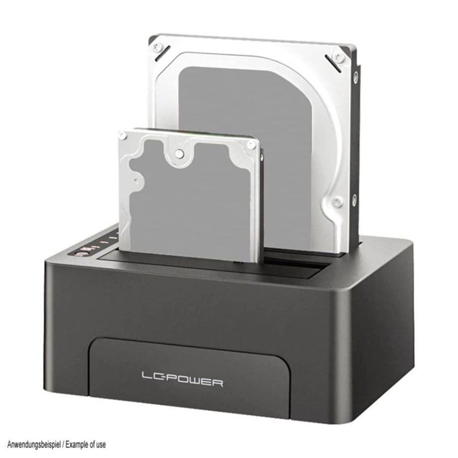 LC-Power LC-DOCK-C-V2 Docking Station Dual SATA HDD/SSD USB-C 3.2 Gen 1 Cloning - 2,5" - USB Typ C