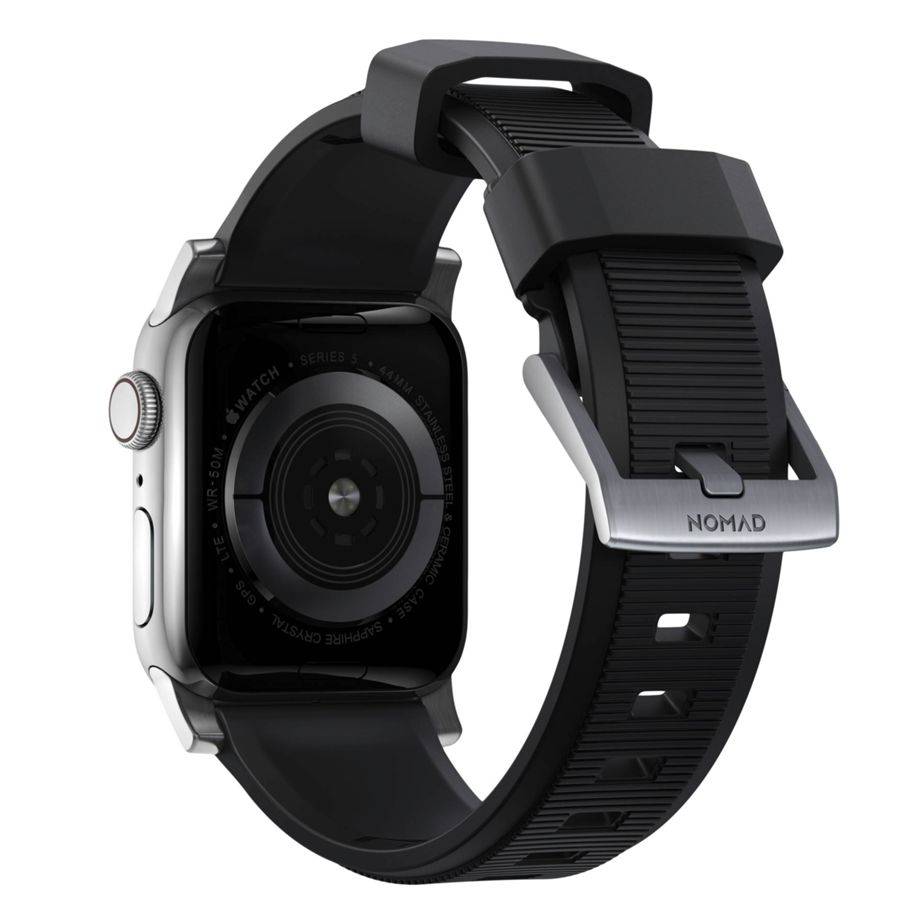 Nomad Rugged Strap Black Connectoor Silver 42/44/45